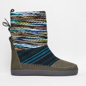 Nepal Suede Textile Mix in Grey Mid-Calf Boots. NEW without tags.